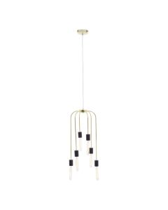 Lagona 6 Tubular Bulbs Ceiling Pendant Light In Gold