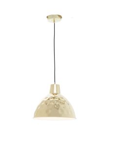 Leni Round Canopy Hammered Ceiling Pendant Light In Gold