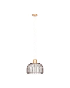 Lenno Contemporary Birdcage Ceiling Pendant Light In Black And Antique Brass