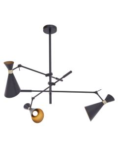 Linox 3 Metal Shade Ceiling Pendant Light In Black And Gold