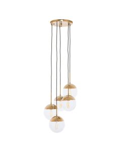 Revive Round 5 Clear Glass Shade Ceiling Pendant Light In Gold