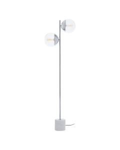 Revive 2 Lights Clear Glass Shade Floor Lamp In Chrome