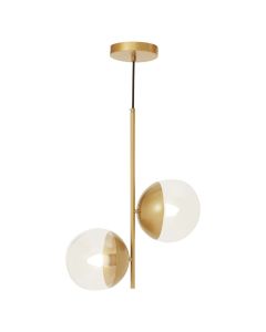 Revive 2 Clear Glass Shade Ceiling Pendant Light In Gold
