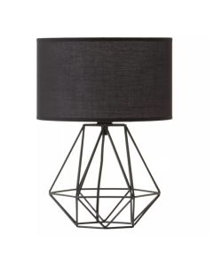 Wyra Black Fabric Shade Table Lamp With Black Metal Frame