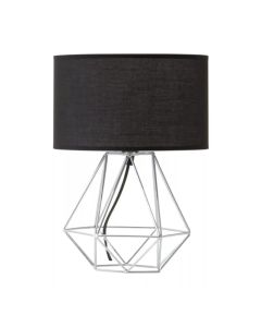 Wyra Black Linen Fabric Table Lamp With Chrome Metal Base