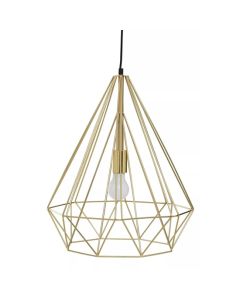 Wyra Ceiling Pendant Light With Champagne Gold Metal Conical Cage