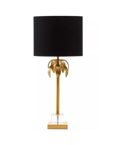 Herta Black Fabric Shade Table Lamp With Gold Metal Base
