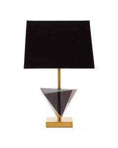 Halina Smoked Crystal Table Lamp With Gold Metal Base