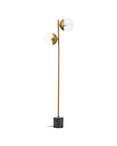 Revive 2 Lights Glass Shade Floor Lamp In Gold