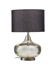 Luz Black Linen Shade Table Lamp With Glass And Metal Base