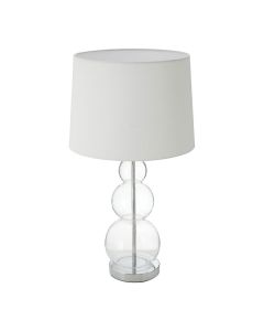 Luke White Fabric Shade Table Lamp With Clear Glass Orbs Base