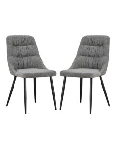 Rhodes Grey Chenille Effect Fabric Dining Chairs In Pair