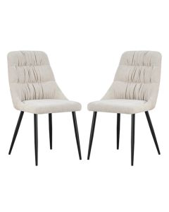 Rhodes Natural Chenille Effect Fabric Dining Chairs In Pair