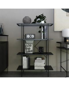 Wainwright Wooden Bookcase With 4 Shelf In Black Oak