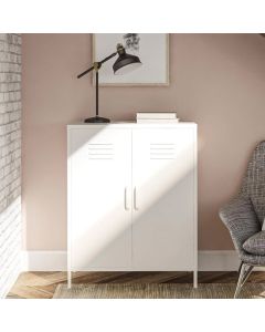 Mission District Metal Storage Cabinet With 2 Doors In White