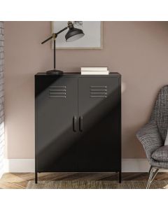 Mission District Metal Storage Cabinet With 2 Doors In Black