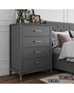 Westerleigh Wooden Chest Of 4 Drawers In Graphite Grey