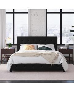 Dakota Faux Leather Double Bed In Black