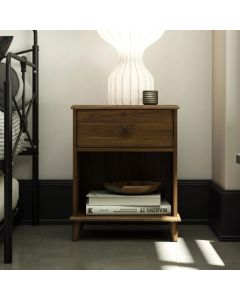 Farnsworth Wooden Bedside Cabinet With 1 Drawer In Walnut