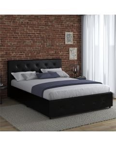 Dakota Faux Leather King Size Bed With Storage Drawers In Black