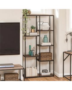 Quincy Wooden Bookcase With 5 Shelf In Weathered Oak
