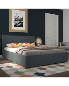 Kelly Linen Fabric King Size Bed With 4 Drawers In Navy