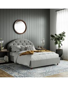 Aspen Velvet King Size Bed In Light Grey