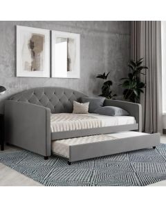 Aspen Velvet Daybed With Guest Bed In Light Grey