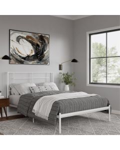Jenson Metal King Size Bed In White