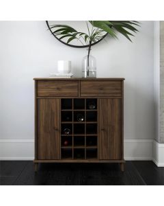 Farnsworth Wooden Bar Cabinet With 2 Doors 2 Drawers In Walnut