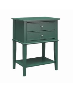 Franklyn Wooden Side Table With 2 Drawers In Hunter Green