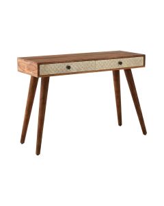 Boho Acacia Wood Console Table In Natural With 2 Drawers