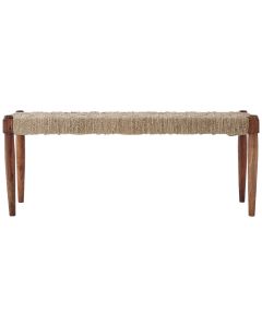 Sheesham Jute Boho Seating Bench With Wooden Frame