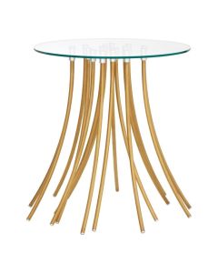 Ianto Clear Glass Side Table With Gold Metal Legs