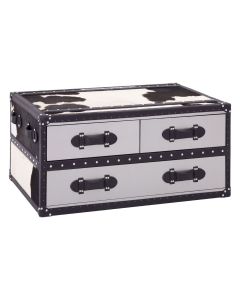 Kanso Cowhide Leather Coffee Table In Black And White
