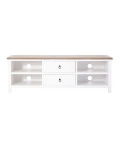 Hampstead Wooden TV Stand In White With 2 Drawers And 2 Shelves