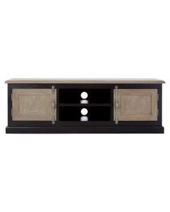 Kensington Townhouse TV Stand In Oak And Black With 2 Doors