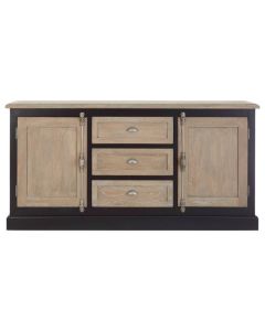 Knowle Wooden Sideboard In Oak And Black With 2 Doors And 3 Drawers