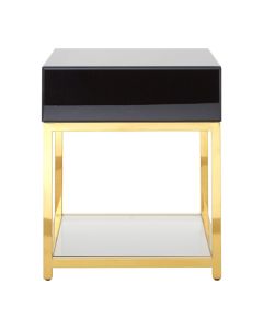 Kensington Townhouse Black Glass End Table In Black