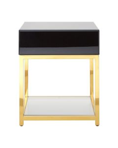 Kensington Townhouse Black Glass End Table In Black