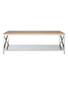 Chiswick Wooden Coffee Table In Oak With Stainless Steel Base