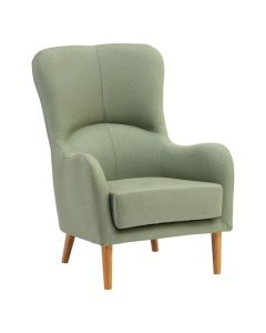 Kurume Fabric Upholstered Armchair In Green With Ash Wood Legs