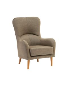 Kurume Fabric Upholstered Armchair In Mink With Ash Wood Legs