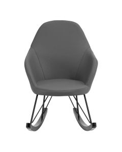 Kolding Faux Leather Rocking Chair In Dark Grey