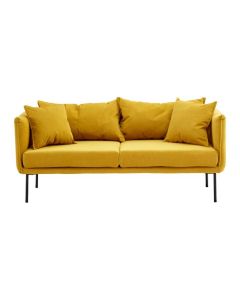 Kalare Fabric 2 Seater Sofa In Yellow With Metal Legs