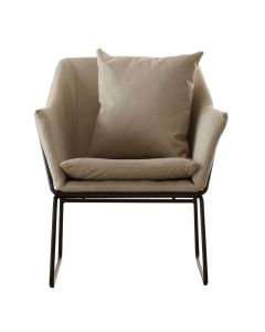 Stockholm Fabric Bedroom Chair In Mink With Black Metal Frame