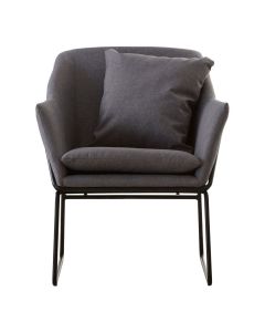 Stockholm Fabric Bedroom Chair In Grey With Black Metal Frame