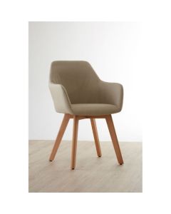 Stockholm Stone Fabric Upholstered Dining Chair With Wood Legs