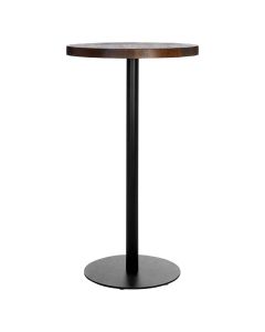 Dalston Wooden Round Dining Table In Walnut With Black Metal Pillar