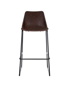 Dalston Faux Leather Bar Stool In Vintage Mocha With Metal legs
